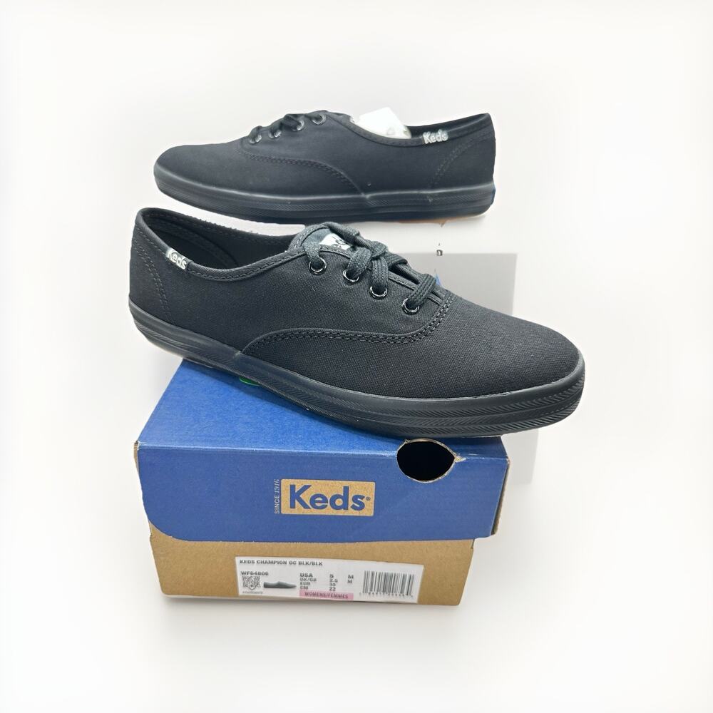 Keds Women’s Champion OC Black Canvas Lace Up Sneakers Size 5 | New In Box